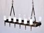 1078-12GL Rustic Spanish Iron Linear Chandelier with Glass Candles