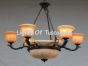 11103-6 Genuine Spanish Cast Brass Chandelier with Stone Shades