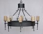 1936-8 Old World Spanish Wrought Iron Chandelier with Glass Candles