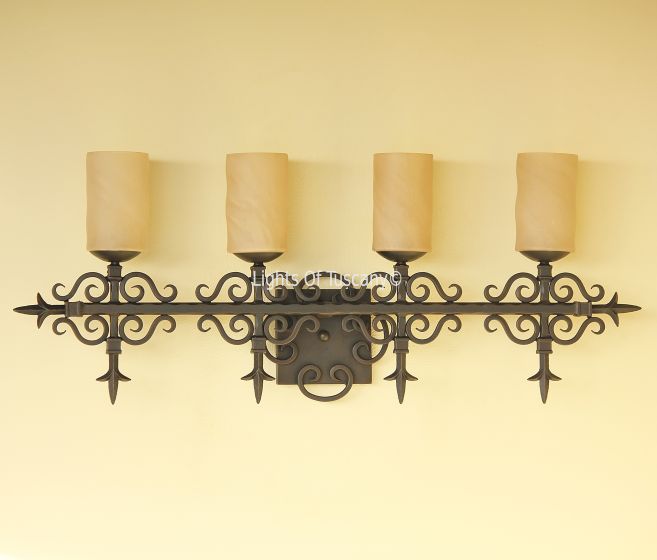 5583-4 Tuscan Style Wrought Iron Bathroom Vanity Light