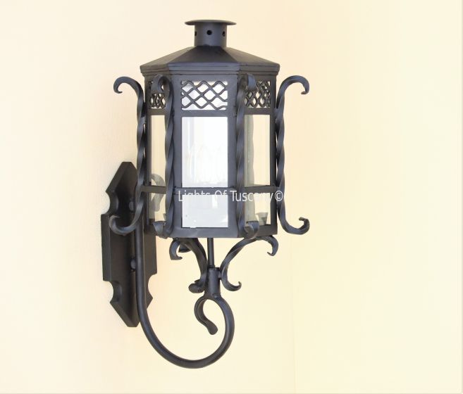 8240-1 Spanish Colonial Wrought Iron Outdoor  Wall Lantern 