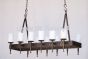 1078-12GL Rustic Spanish Iron Linear Chandelier with Glass Candles