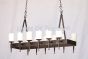 1078-12GL Rustic Spanish Iron Linear Chandelier with Glass Candles