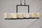 1536-10 Contemporary Wrought Iron Linear Chandelier with genuine onyx candle cups