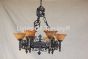 1317-6 Spanish Revival Iron Chandelier with Genuine Stone Shades