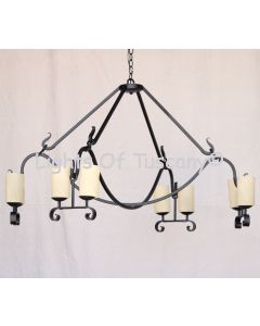 1037-8GLS Rustic Style Wrought Iron Chandelier