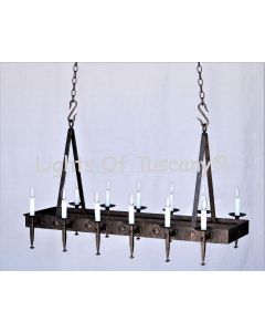 1078-12 Rustic Spanish Iron Linear Chandelier