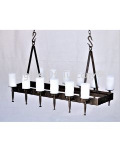 1078-12GL Rustic Spanish Iron Linear Chandelier with Glass Candles