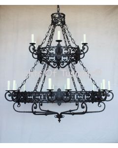 Spanish Style Chandelier, Heavy Wrought Iron Chandelier, Large Chandelier, 2 Tier Chandelier, 2 Level Chandelier, Spanish Revival Chandelier, Mediterranean Style Chandelier, Candelabra Chandelier, Extra Large Chandelier, Great Room Chandelier, Tuscan Chan