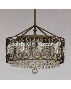 11025-6 Tuscan Style Iron Chandelier with Crystals