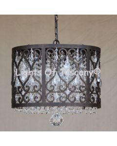 8035-6 Tuscan Transitional Style Crystal Drum Chandelier