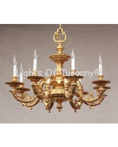 11108-6 Gold Plated Solid Brass Spanish Chandelier