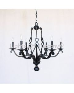 1111-6 Wrought Iron Transitional Style Chandelier