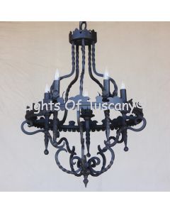 1157-6 Vintage Spanish Style Wrought Iron Chandelier Rustic Spanish Revival