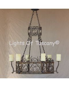 1171-6 Vintage Spanish Style Iron Chandelier
