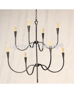 1184-8 Rustic Style 2 Tier Forged Iron Chandelier