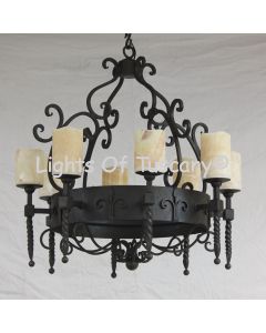 1213-8 Spanish/Mediterranean Style Iron Chandelier Vintage 