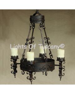 1236-4   Spanish Revival Chandelier Rustic