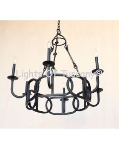 1251-6 Contemporary Style Wrought Iron Chandelier