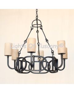 1251-6GL Contemporary Style Wrought Iron Chandelier with Glass Candles