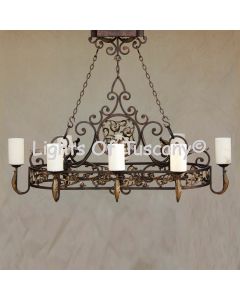 Tuscan Chandelier -hanging-Hand-Forged Wrought Iron-Pot rack