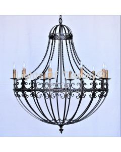 1267-12 Spanish Mediterranean Style Wrought Iron Chandelier