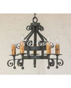1270-5 Spanish Style Wrought Iron Chandelier Mediterranean Vintage Rustic