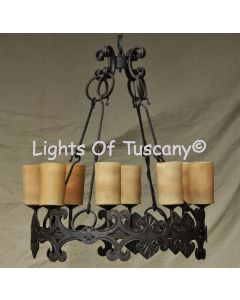 Tuscan-Gothic-Medieval-Castel Chandelier-Hand Forged-Wrought Iron