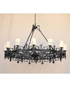 1319-12LG Spanish Revival Style Wrought Iron Chandelier