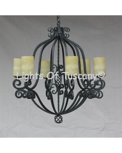 1334-8 Spanish Tuscan Style Wrought Iron Chandelier