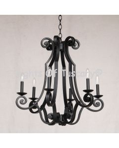 1356-6CAN Wrought Iron Italian Tuscan Style Chandelier