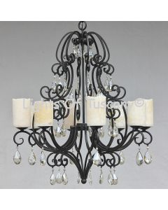  Tuscan Style Crystal Chandelier With Onyx Shade 
