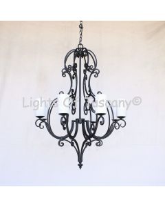 Country Italian Style Chandelier, Wrought Iron Chandelier, Tuscan Chandelier, Spanish Chandelier, Entryway Chandelier,  Dining Room Chandelier, LED chandelier, Scroll Chandelier, Transitional Chandelier