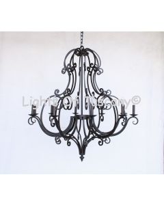 Mediterranean Style Chandelier, Transitional Chandelier, Wrought Iron Chandelier, Large Chandelier, Entryway Chandelier, Scroll Design Chandelier, Dining Room Chandelier, Great Room Chandelier, Decorative Chandelier, Spanish Chandelier, Tuscan Chandelier,