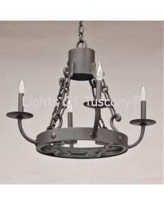 1390-4 Rustic Spanish Style Wrought Iron Chain Chandelier