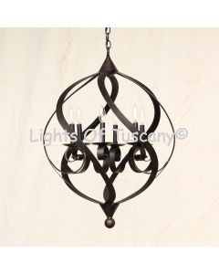 1429-6 Wrought Iron Spiral Transitional Chandelier