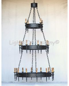 1437-24 Wrought Iron Large Spanish Style Chandelier