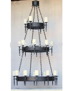 1437-24GL Wrought Iron Large Spanish Style Chandelier 