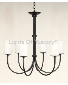 1452-6GLS Rustic Contemporary Style Iron Transitional Chandelier with glass shades