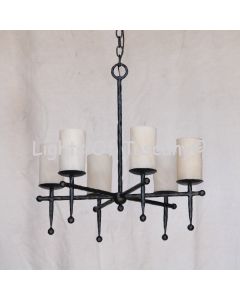 1456-6GL Wrought Iron Rustic Country Italian Style Chandelier