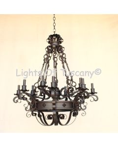 1465-12 Spanish Mediterranean Style Wrought Iron Chandelier