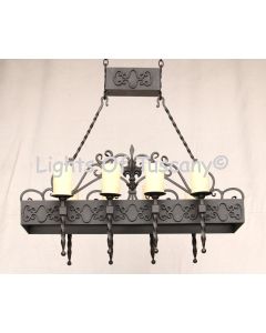 1475-8 Spanish Gothic Revival Style Linear Iron Chandelier