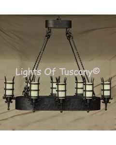 Tuscan-Medieval-Castel Chandelier-Hand Forged-Wrought Iron