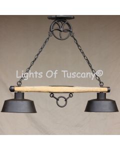 log cabin wood chandelier- hanging-Hand-Forged Wrought Iron