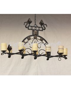 1559-10 Spanish Style Wrought Iron Chandelier with Real Onyx Stone Shades 