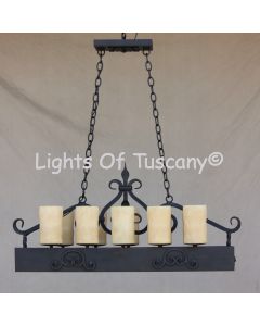 Country Italian Tuscan Chandelier-Hand Forged-Wrought Iron Pot rack