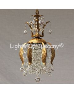 Solid brass candelabra crystal pendant cut prism  