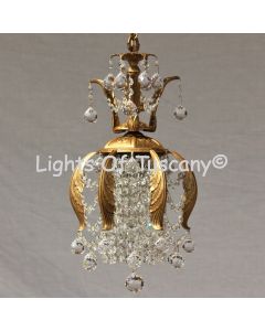 Solid brass candelabra crystal pendant cut prism