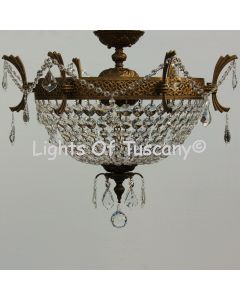 15915-6 Semi Flush Crystal Bowl Tuscan Ceiling LIght