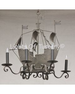1810-6 Wrought Iron ‘Pirate of the Caribbean’ Ship Chandelier